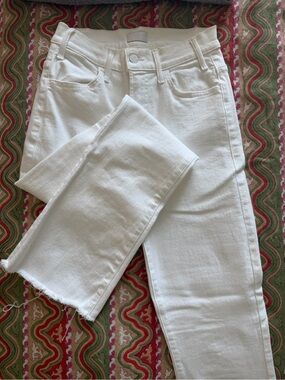 MOTHER White High-Rise Skinny Jeans